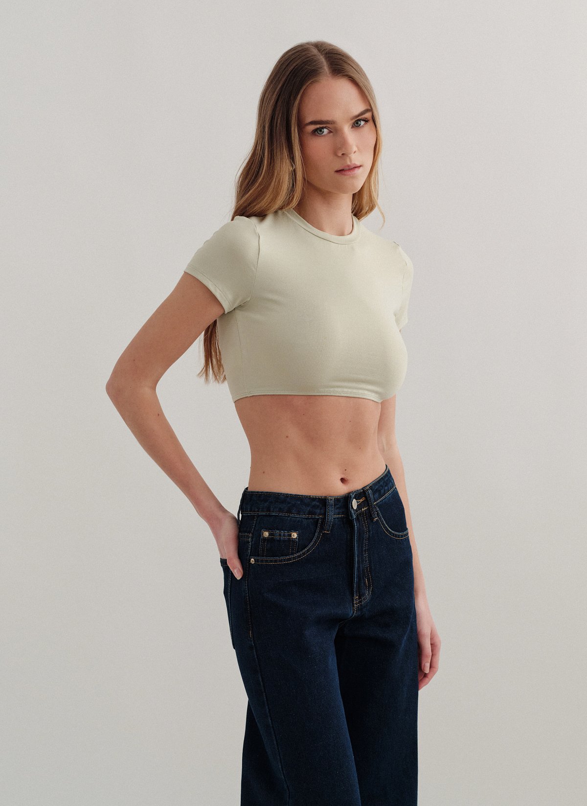 Bamboo crop top with elastic band-34