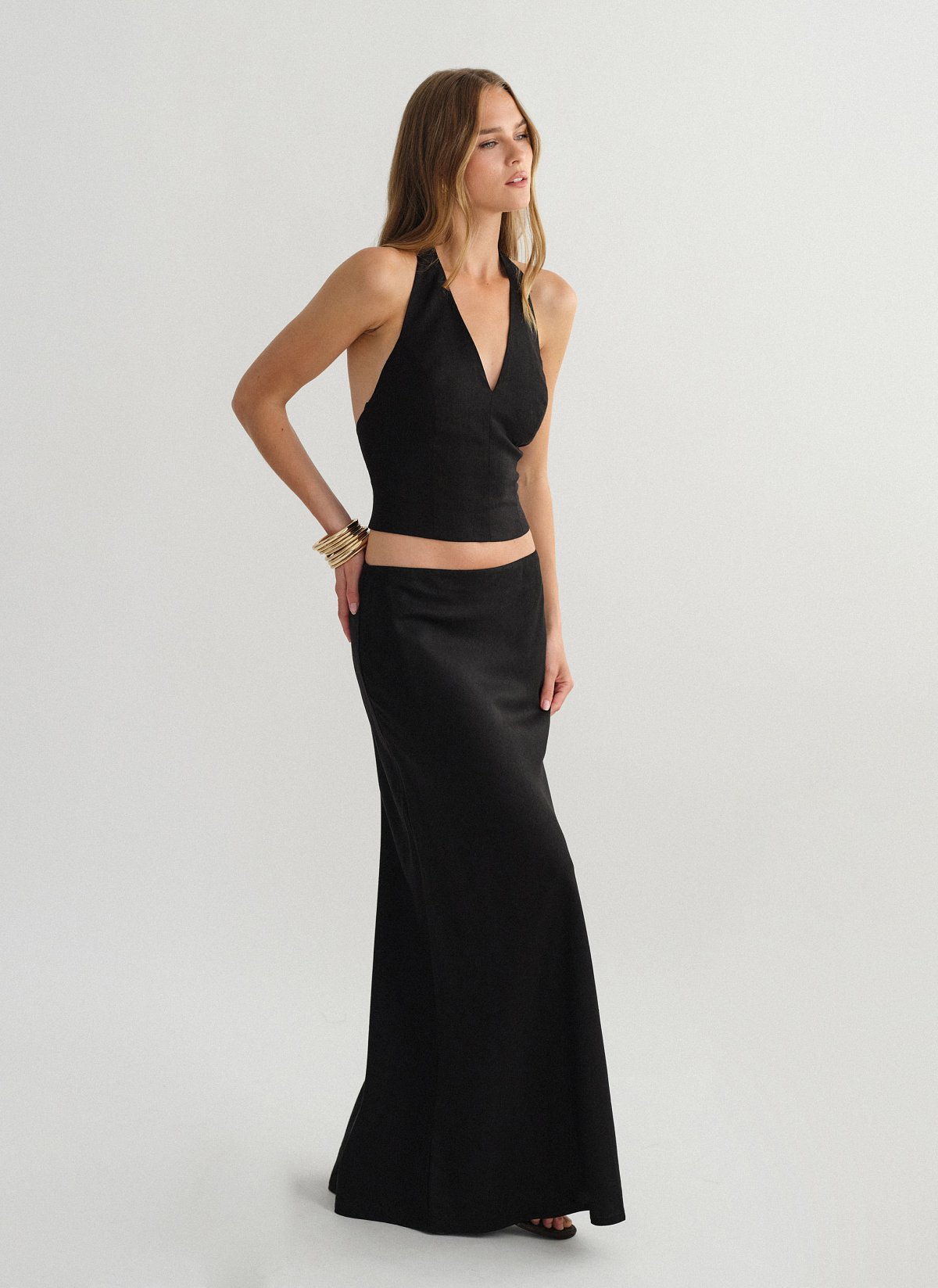 Linen maxi skirt-12