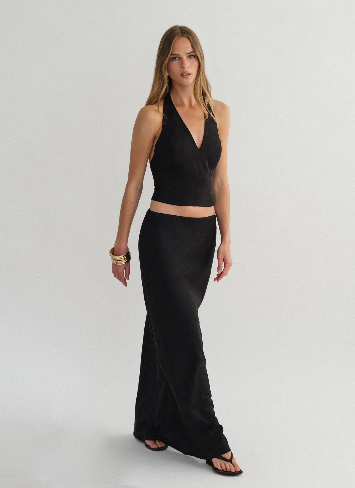 Linen maxi skirt-13