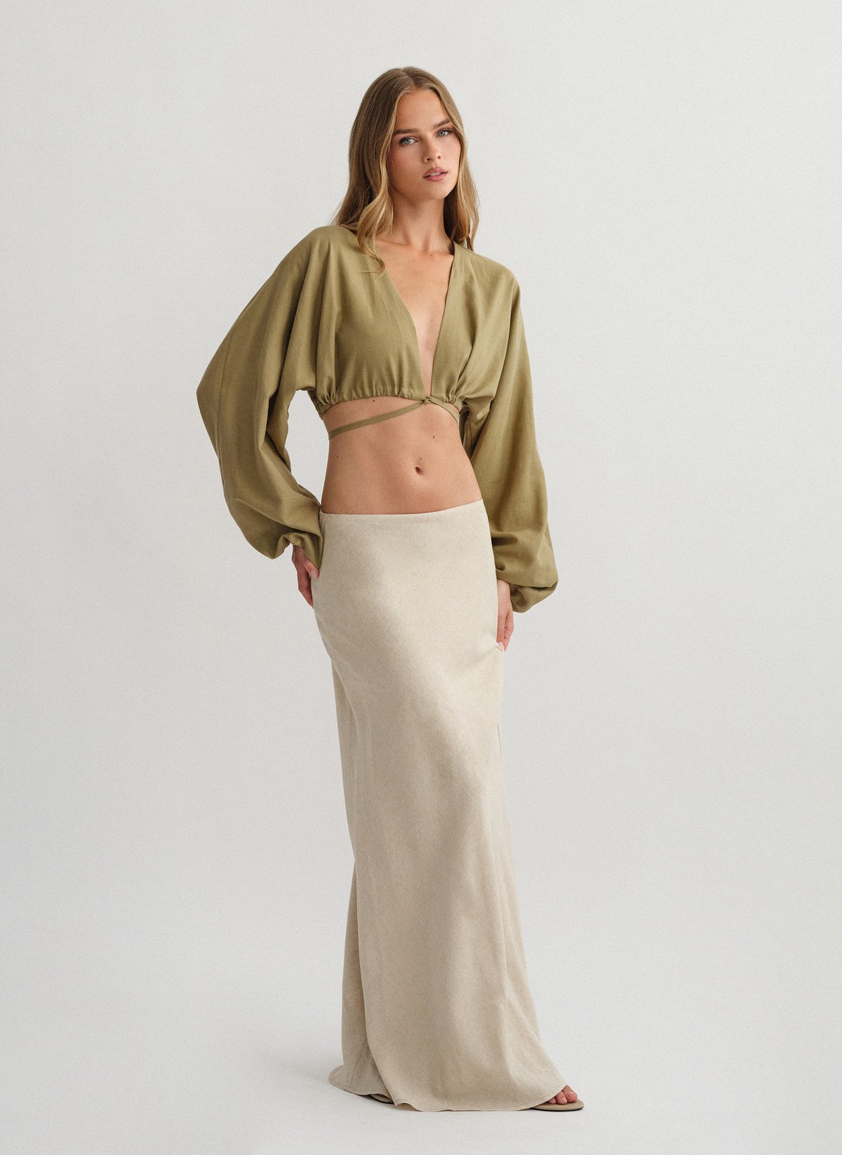 Linen maxi skirt-9