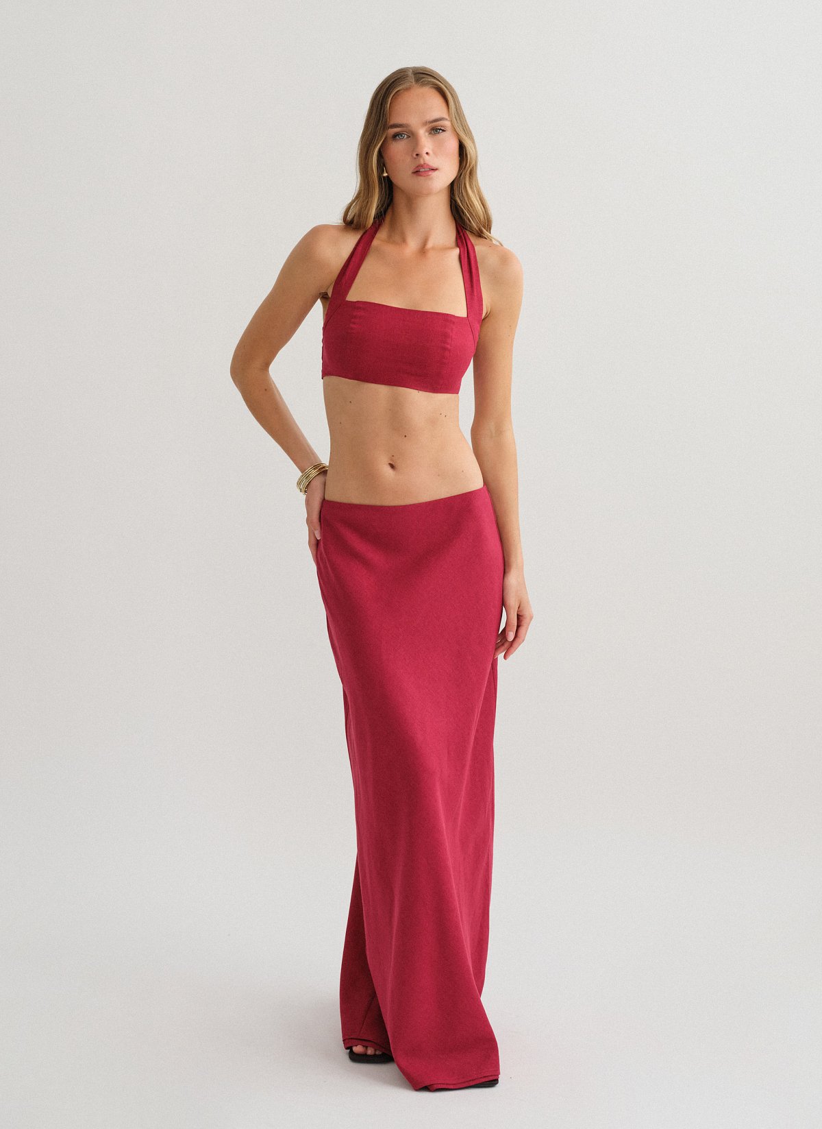 Linen maxi skirt-6