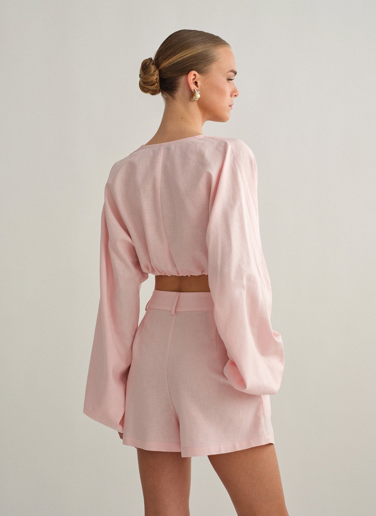 Linen longsleeve top with fastening-24