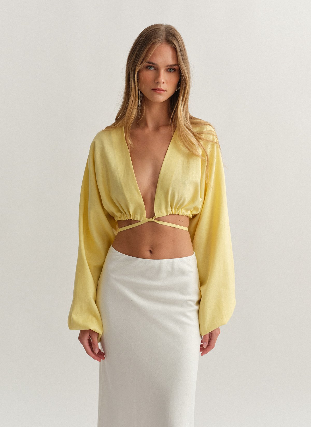 Linen longsleeve top with fastening-26