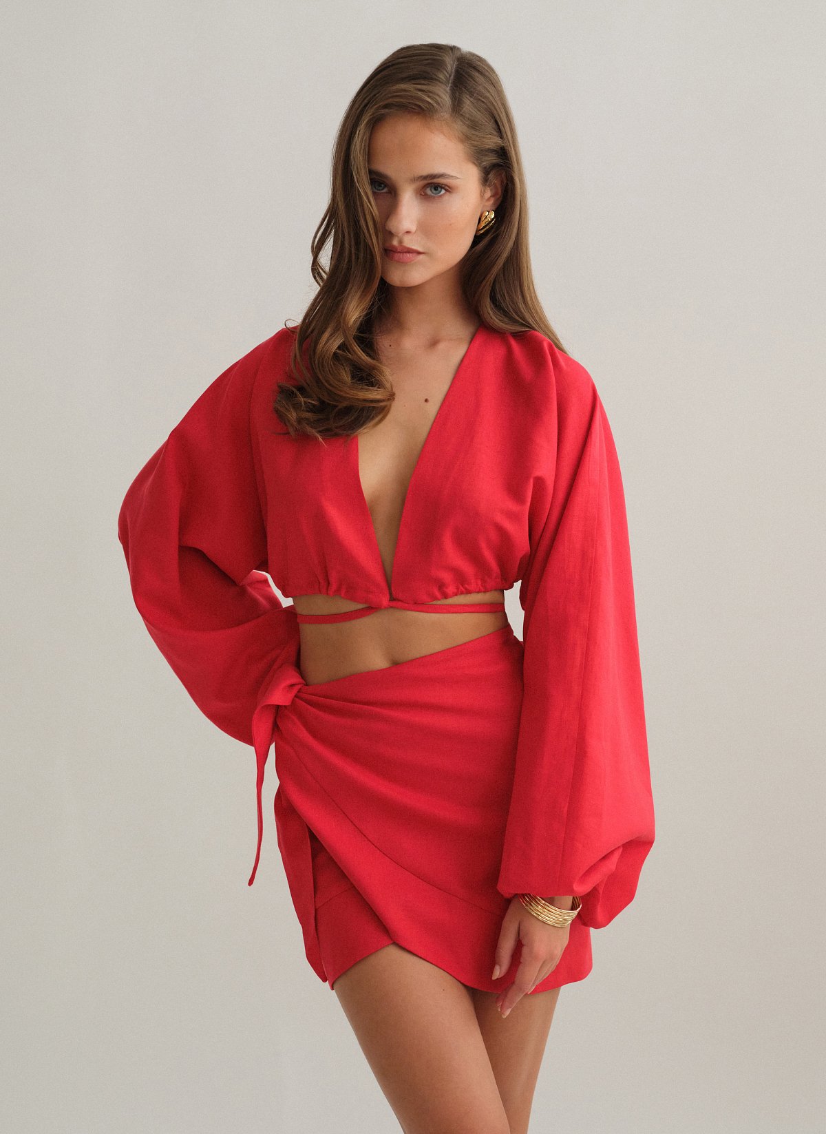 Linen longsleeve top with fastening-30