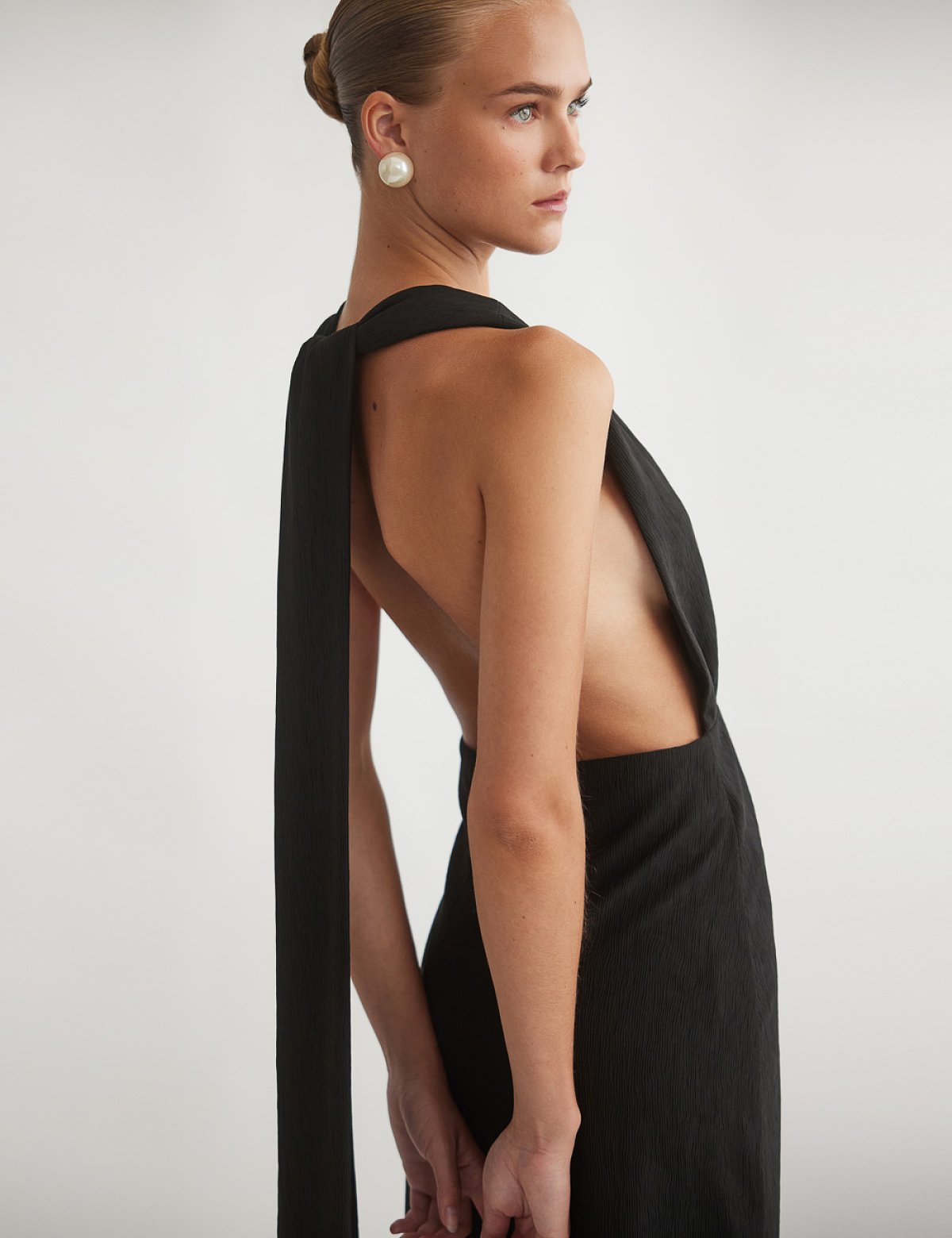 Μακρύ φόρεμα σε ανάγλυφη υφή-4