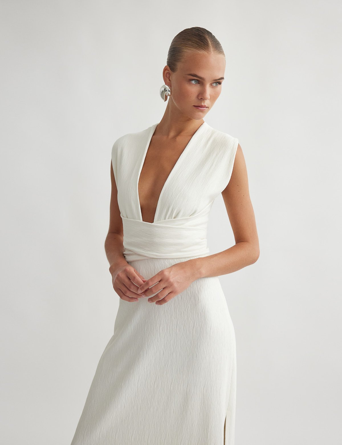 Μακρύ φόρεμα σε ανάγλυφη υφή-6