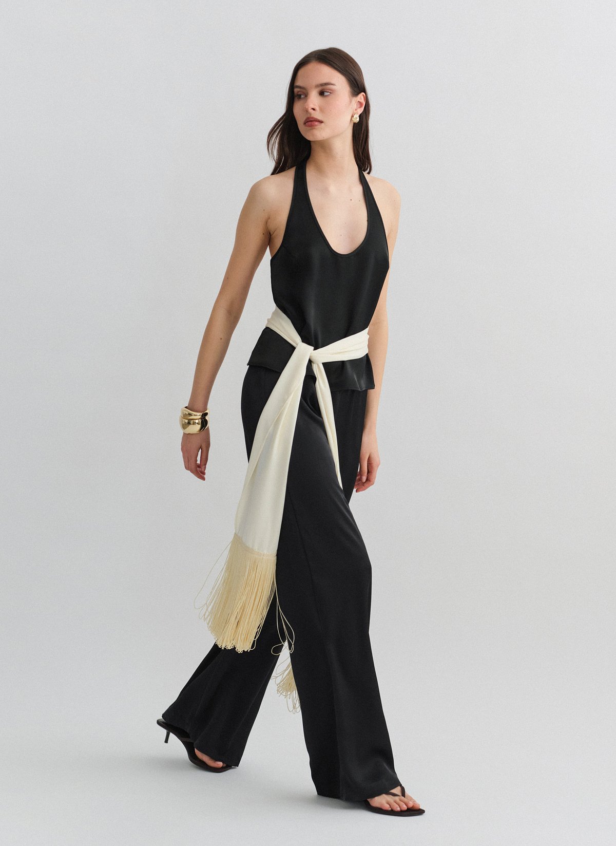 Σατέν φουλάρι με κρόσσια-8