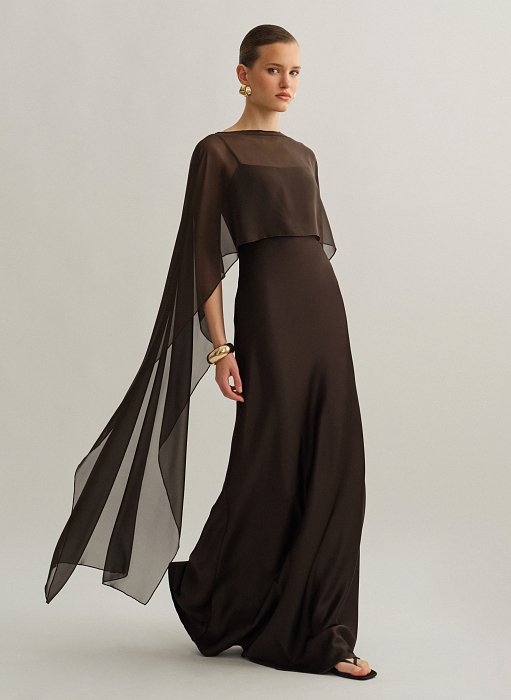 Γυναικεία ασύμμετρη ημιδιάφανη κάπα