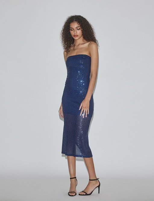 Product: Strapless sequin midi dress
