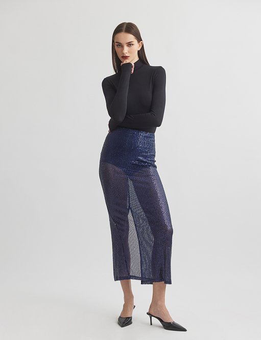 Προϊόν: Μακριά ημιδιάφανη φούστα με παγιέτα