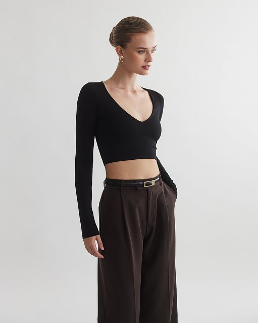 Γυναικείο μακρυμάνικο crop τοπ