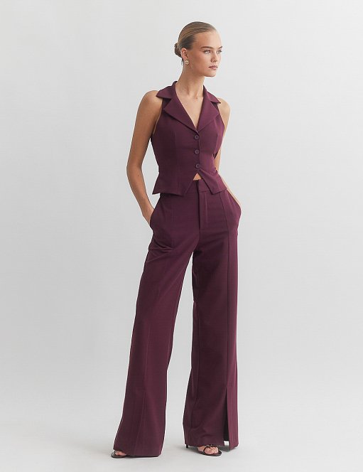 Γυναικείο υφασμάτινο παντελόνι με σκίσιμο