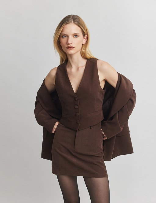 Προϊόν: Βελούδινο κοτλέ cropped γιλέκο