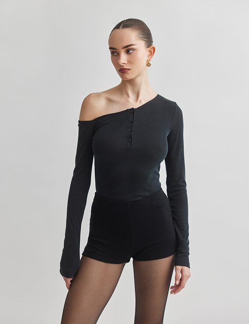 Γυναικεία one-shoulder μακρυμάνικη μπλούζα ριπ