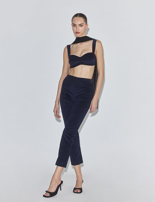 Γυναικείο βελούδινο ψηλόμεσο παντελόνι