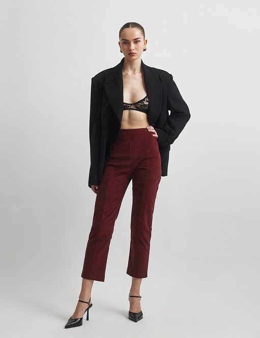 Γυναικείο βελούδινο ψηλόμεσο παντελόνι