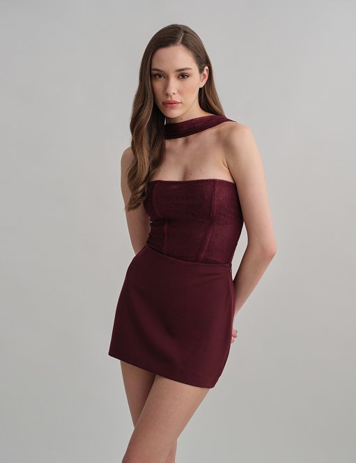 Γυναικείο κορσέ τοπ στράπλες με δαντέλα