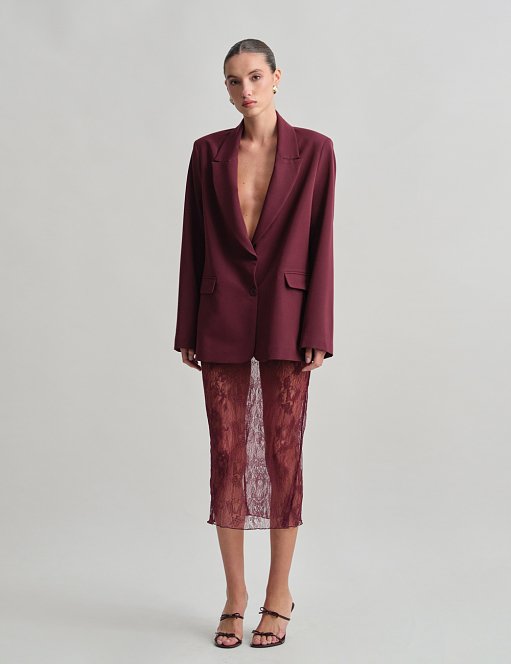 Γυναικεία midi φούστα με ύφασμα δαντέλα