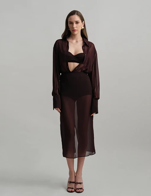 Γυναικεία ημιδιάφανη midi φούστα