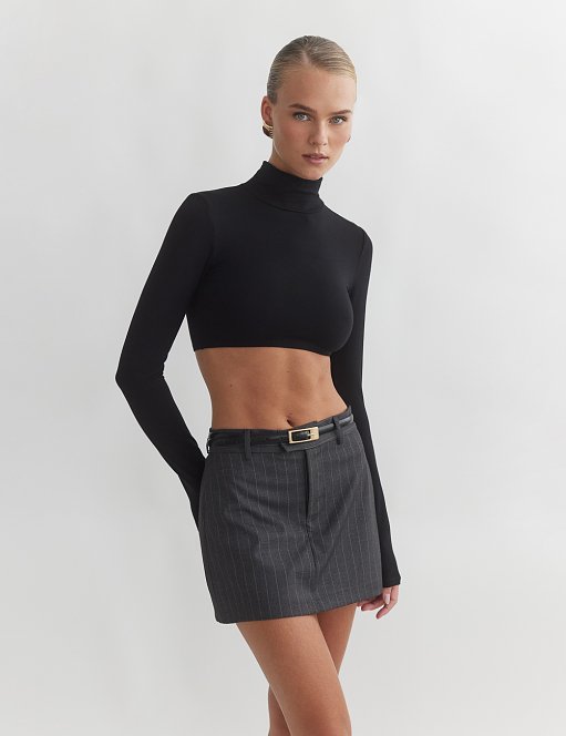 Γυναικείο μακρυμάνικο crop τοπ ζιβάγκο bamboo