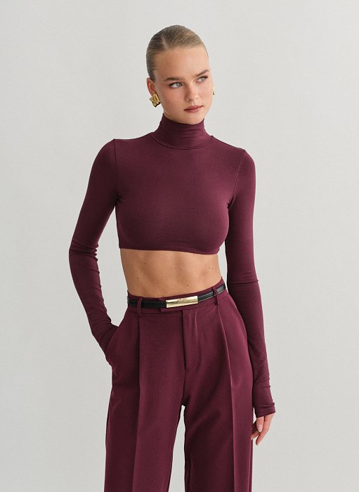 Γυναικείο μακρυμάνικο crop τοπ ζιβάγκο bamboo