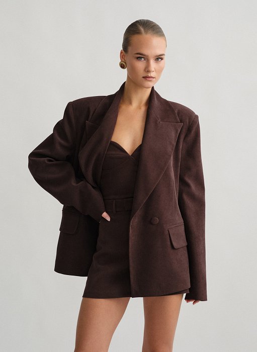 Product: Velvet curduroy double-breasted blazer