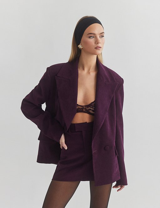 Product: Velvet curduroy double-breasted blazer