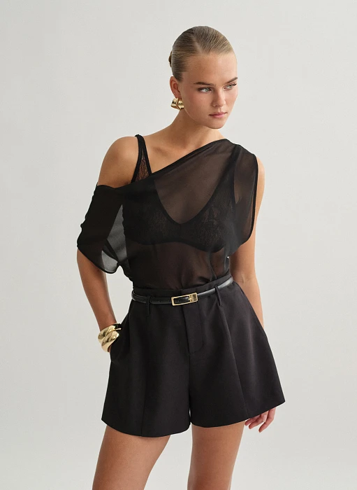 Γυναικείο one-shoulder ημιδιάφανο τοπ