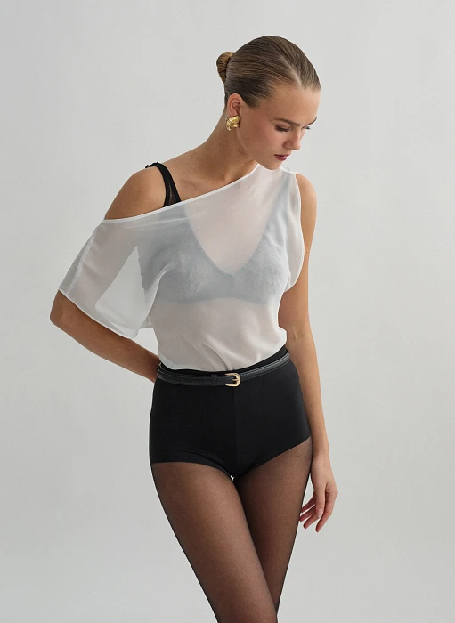 Γυναικείο one-shoulder ημιδιάφανο τοπ