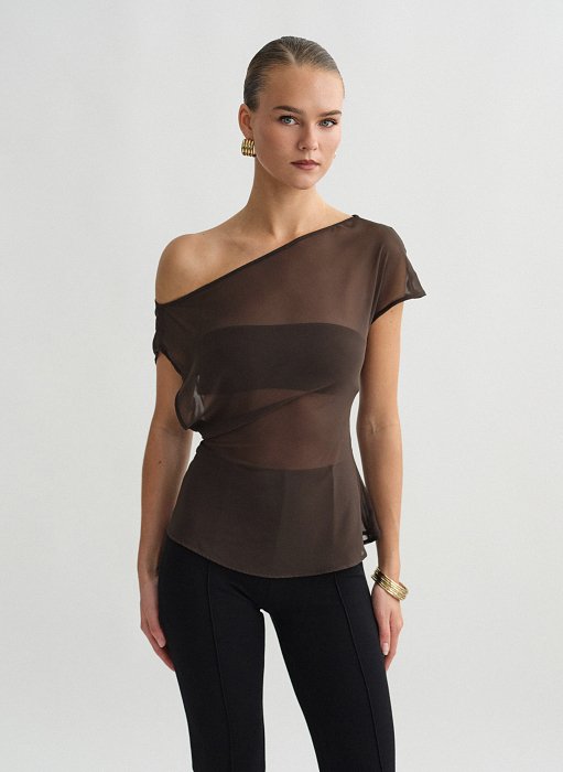 Προϊόν: One-shoulder ημιδιάφανο τοπ