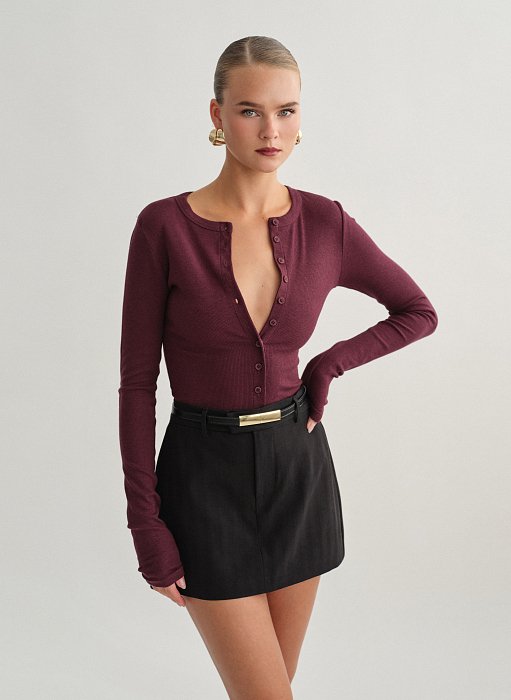 Product: Longsleeve ribbed cardigan with buttons