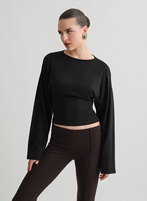 Γυναικεία μεσάτη μακρυμάνικη μπλούζα με ελαφριά πλέξη