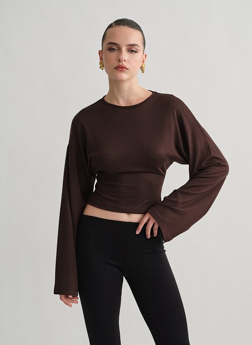 Γυναικεία μεσάτη μακρυμάνικη μπλούζα με ελαφριά πλέξη