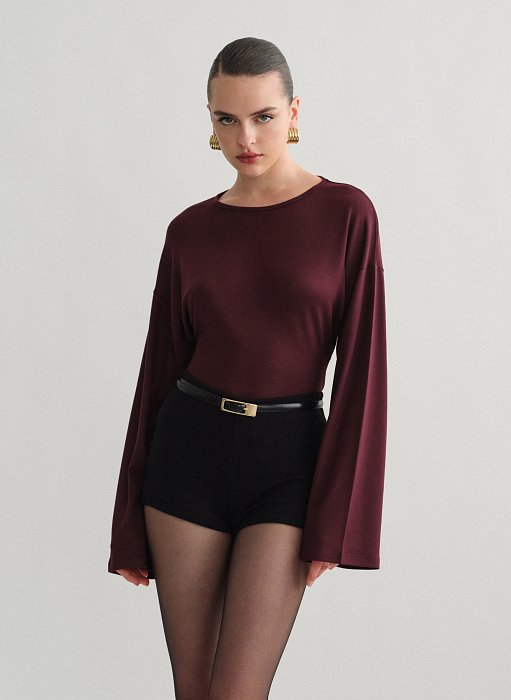 Γυναικεία μεσάτη μακρυμάνικη μπλούζα με ελαφριά πλέξη