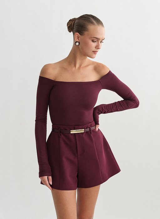 Γυναικεία μακρυμάνικη off-shoulder μπλούζα bamboo