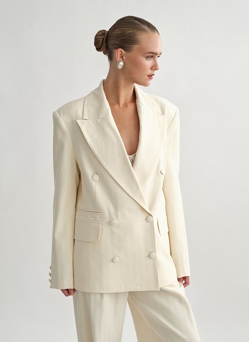 Product: Oversized double-breasted blazer with stripes