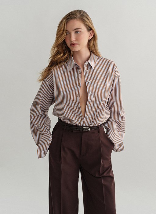 Γυναικείο oversized ριγέ πουκάμισο