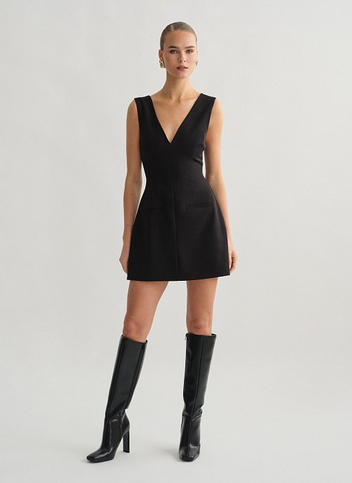 Γυναικείο αμάνικο υφασμάτινο μίνι φόρεμα,