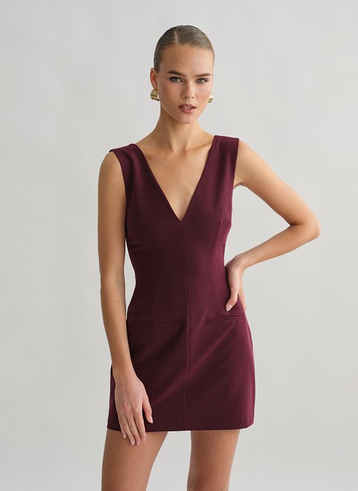 Γυναικείο αμάνικο υφασμάτινο μίνι φόρεμα,