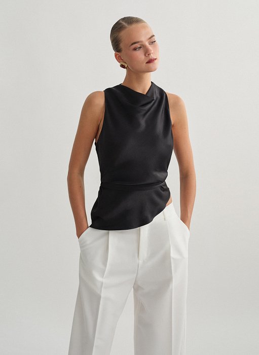 Γυναικείο ασύμμετρο σατέν τοπ