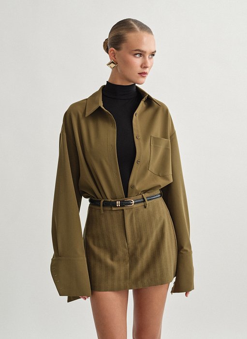 Γυναικείο υφασμάτινο oversized πουκάμισο