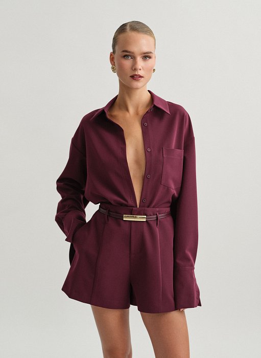 Γυναικείο υφασμάτινο oversized πουκάμισο