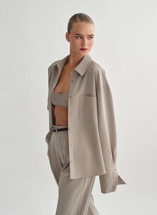 Γυναικείο υφασμάτινο oversized πουκάμισο