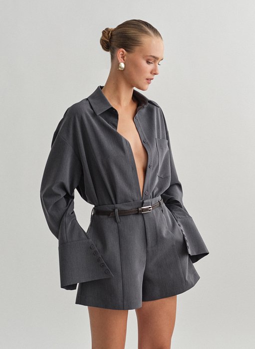 Γυναικείο υφασμάτινο oversized πουκάμισο