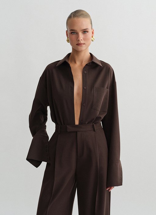 Γυναικείο υφασμάτινο oversized πουκάμισο