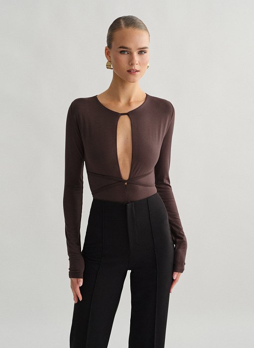 Γυναικείο cut-out κορμάκι bamboo