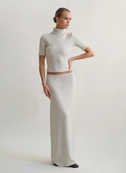 Γυναικεία πλεκτή μακριά φούστα με λάστιχο