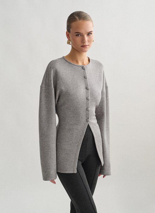 Γυναικεία πλεκτή μακρυμάνικη ζακέτα με δέσιμο