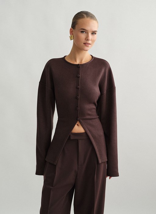 Γυναικεία πλεκτή μακρυμάνικη ζακέτα με δέσιμο