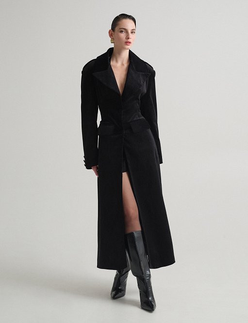 Προϊόν: Μακρύ μεσάτο κοτλέ παλτό